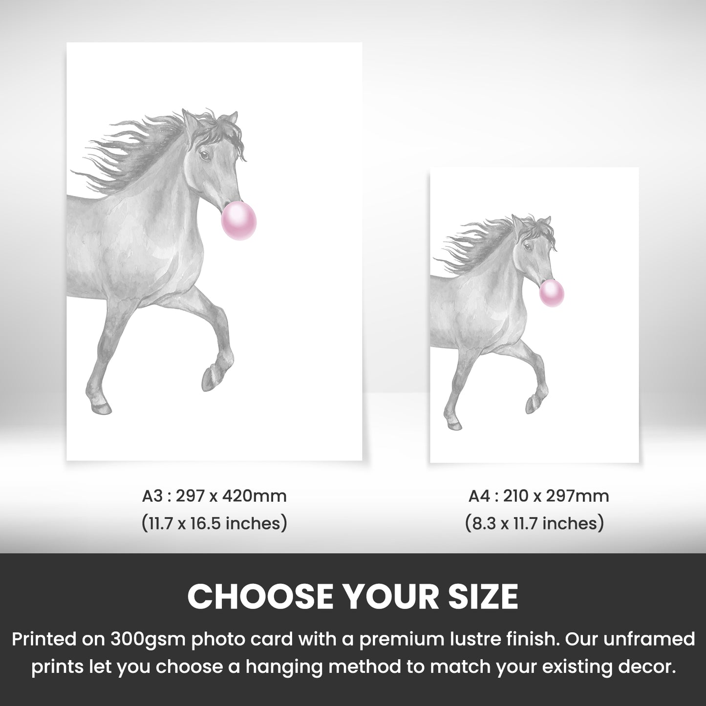 The size of this horse wall art is 7 x 5" when folded