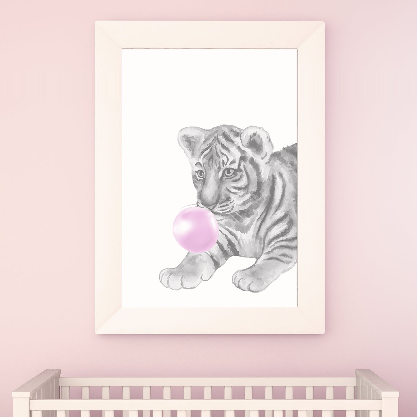 nursery wall art shown in a living room