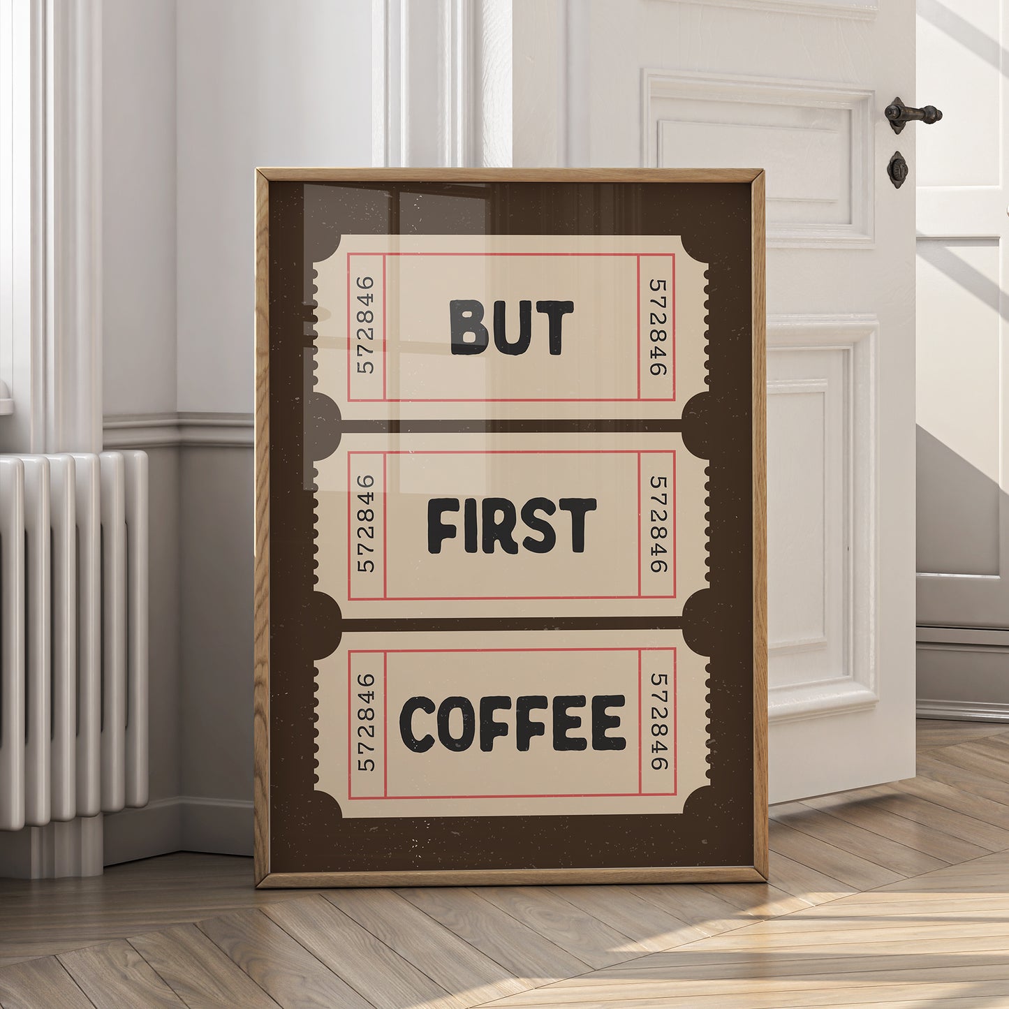 But First Coffee Print - Retro Ticket - Digital Download