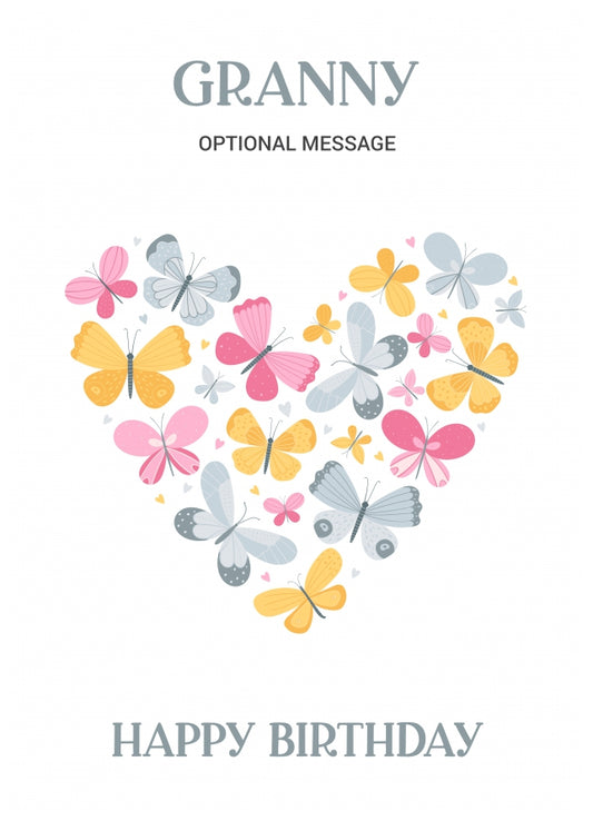 Butterfly Birthday Card for Granny - Heart