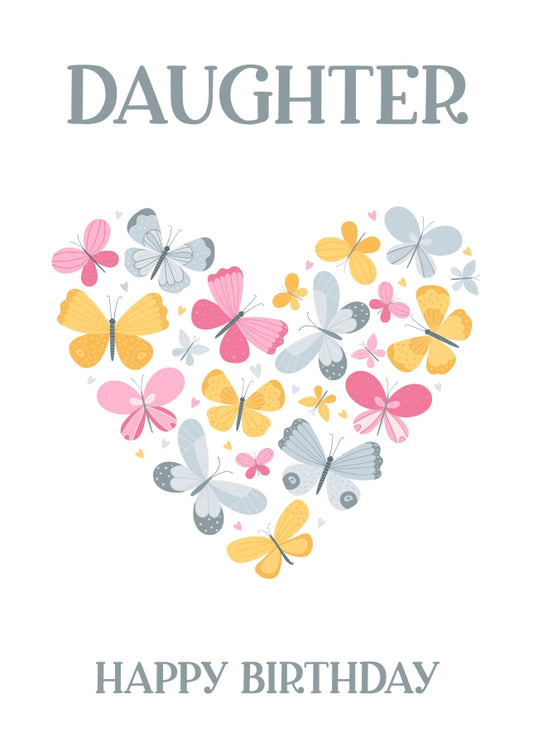 Daughter Birthday Card - Butterfly Heart