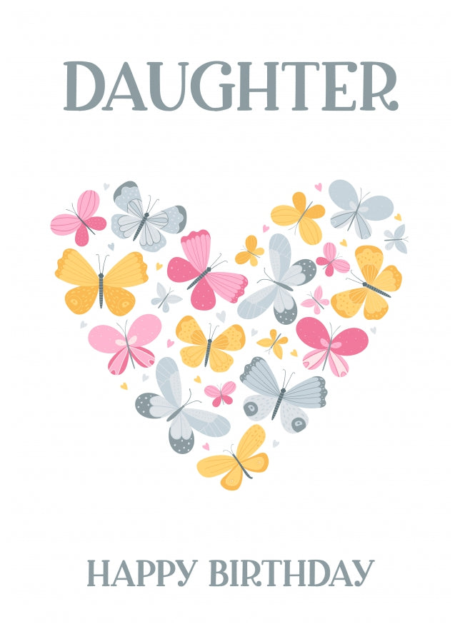 Daughter Birthday Card - Butterfly Heart