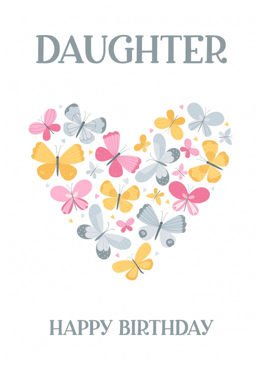 Daughter Birthday Card - Butterfly Heart