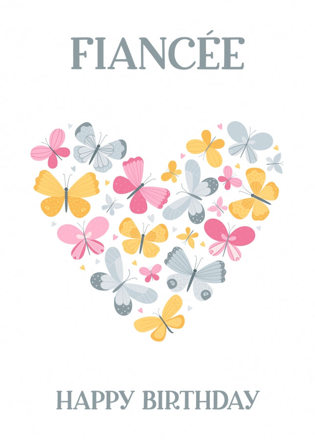 Fiancée Birthday Card - Butterfly Heart