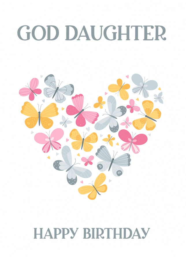 God Daughter Birthday Card - Butterfly Heart