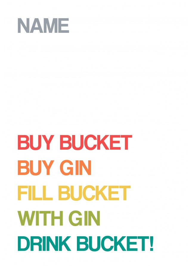 Personalised Buy Bucket, Buy Gin Card