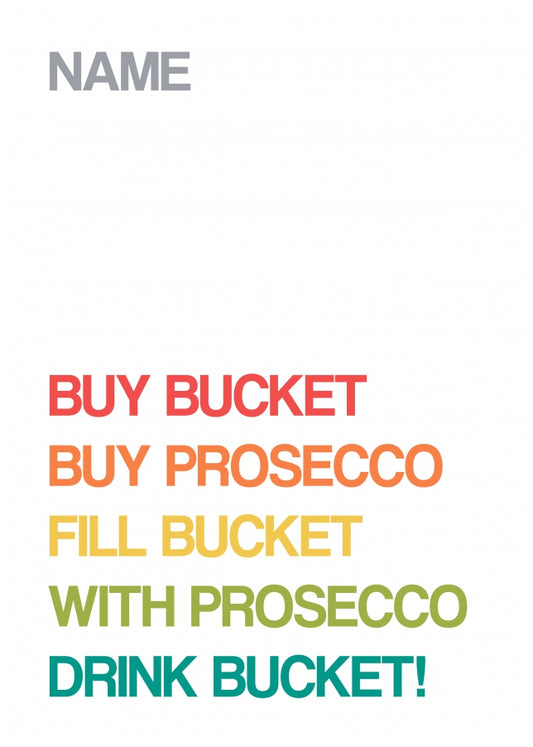 Personalised Buy Bucket, Buy Prosecco Card