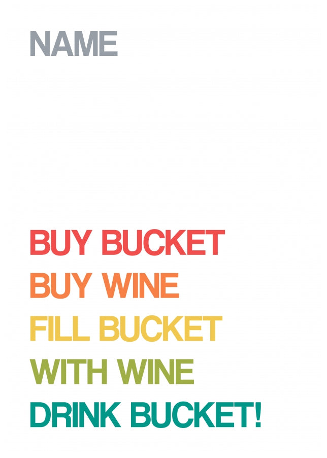 Personalised Buy Bucket, Buy Wine Card