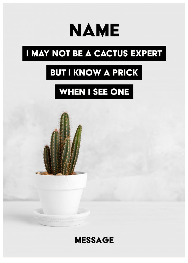 Personalised Not a Cactus Expert Card