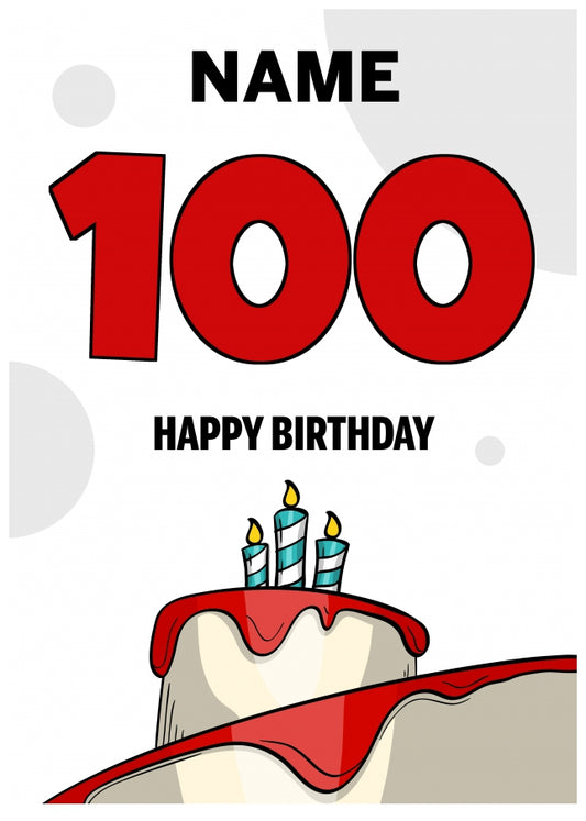 Happy 100th Birthday Card - Bold Birthday Cake Design