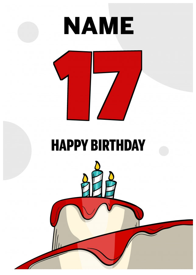 Happy 17th Birthday Card - Bold Birthday Cake Design