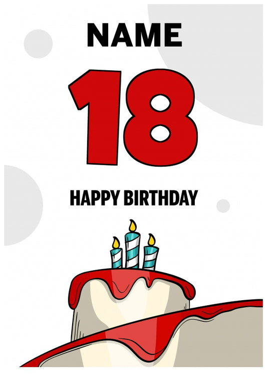 Happy 18th Birthday Card - Bold Birthday Cake Design