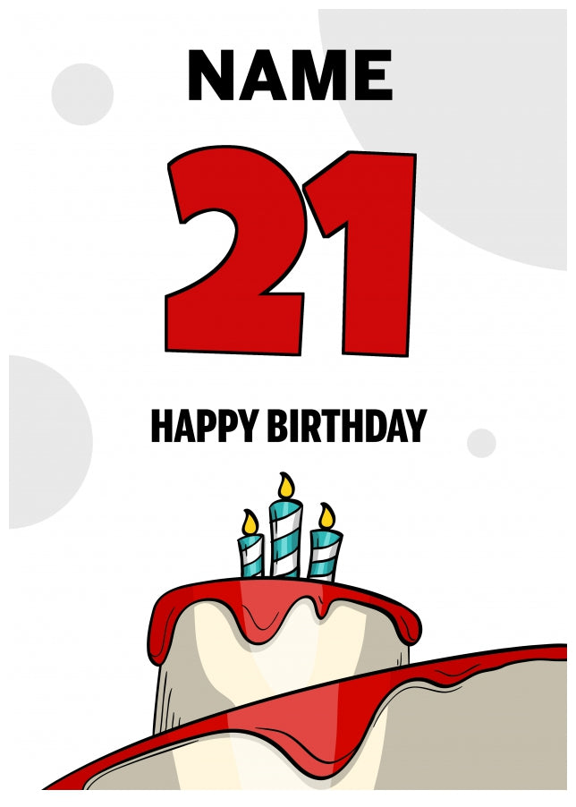 Happy 21st Birthday Card - Bold Birthday Cake Design