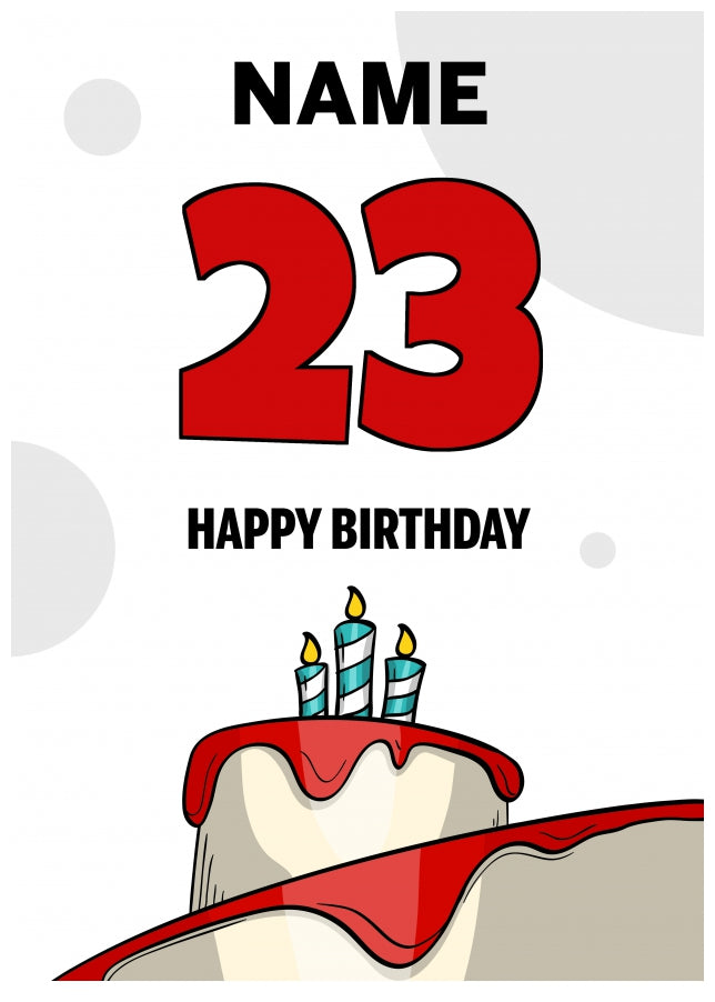 Happy 23rd Birthday Card - Bold Birthday Cake Design