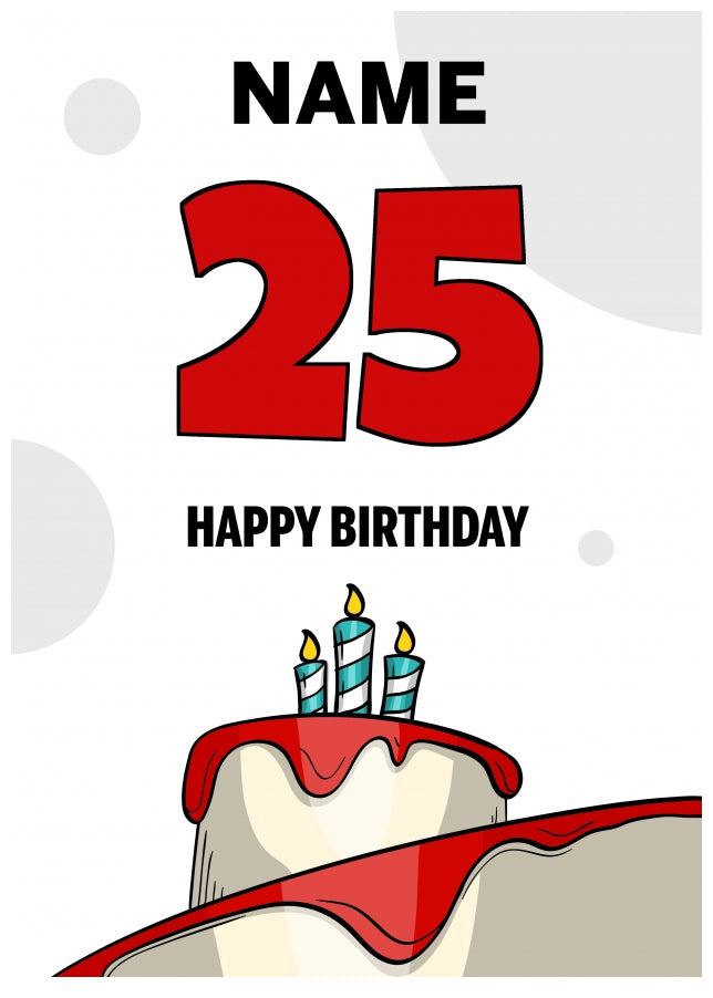 Happy 25th Birthday Card - Bold Birthday Cake Design