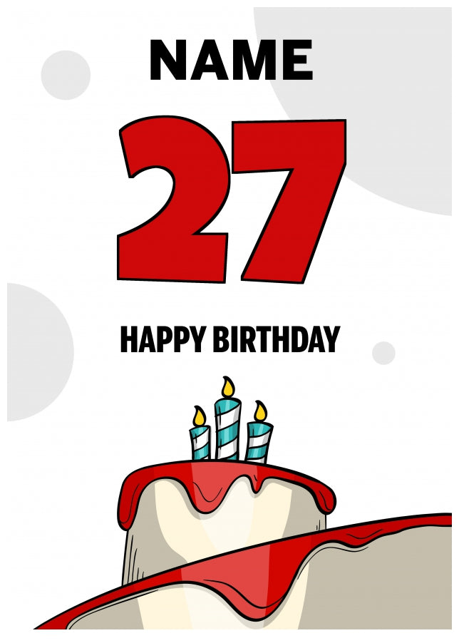 Happy 27th Birthday Card - Bold Birthday Cake Design