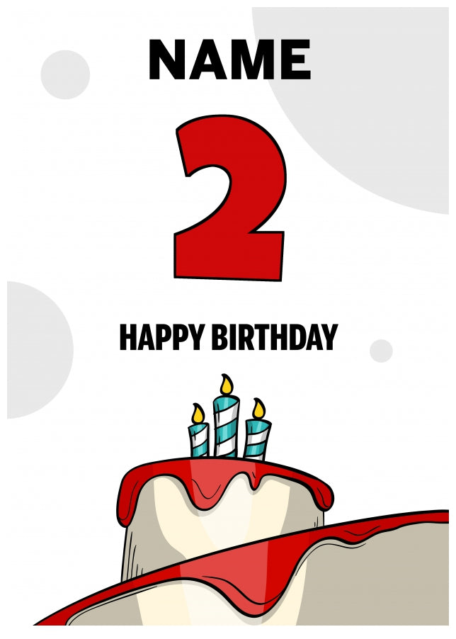 Happy 2nd Birthday Card - Bold Birthday Cake Design