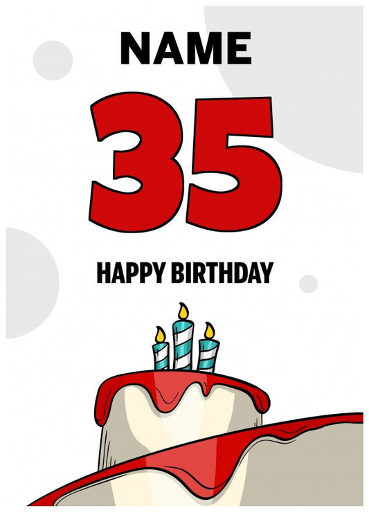 Happy 35th Birthday Card - Bold Birthday Cake Design