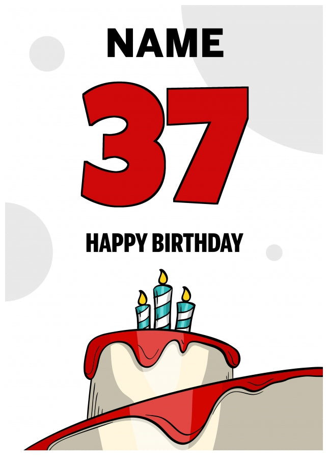 Happy 37th Birthday Card - Bold Birthday Cake Design