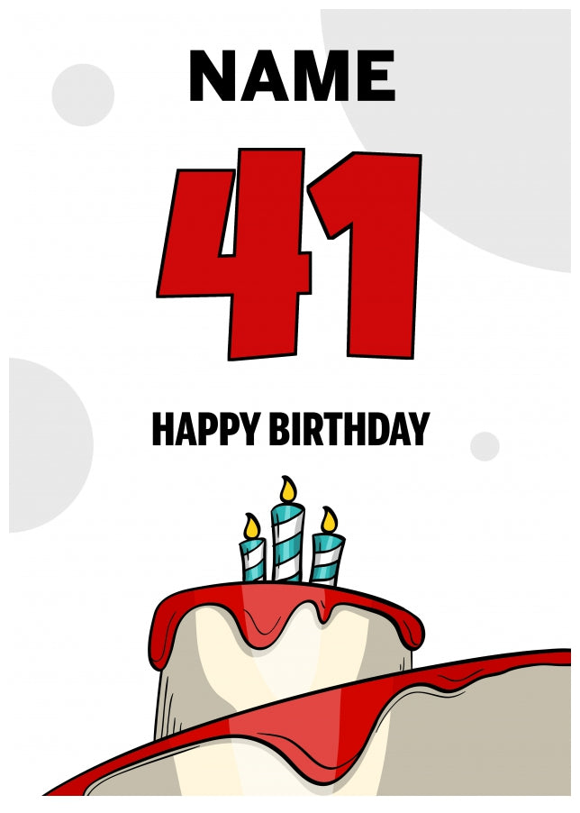 Happy 41st Birthday Card - Bold Birthday Cake Design