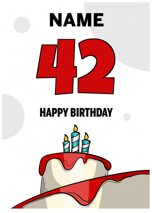 Happy 42nd Birthday Card - Bold Birthday Cake Design