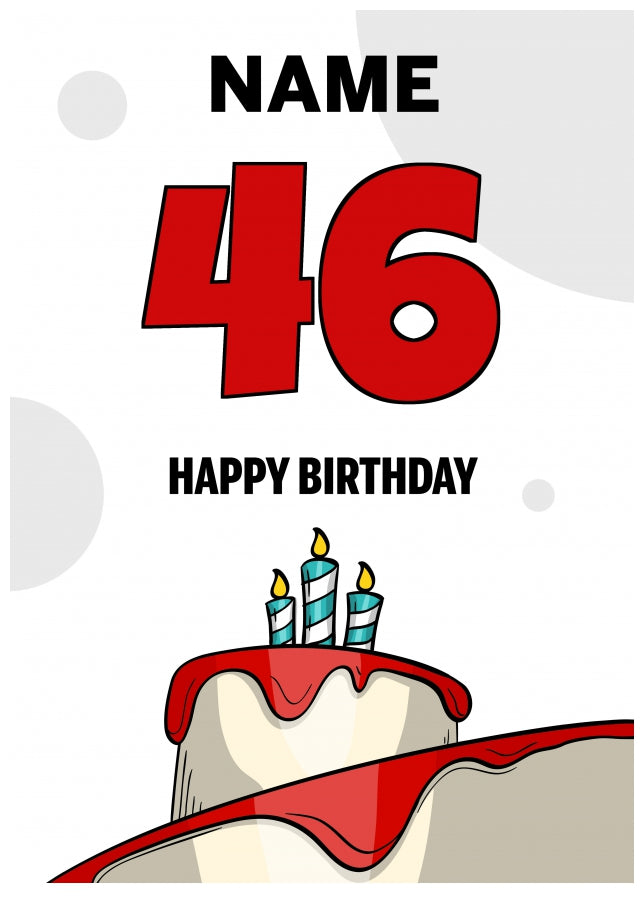 Happy 46th Birthday Card - Bold Birthday Cake Design