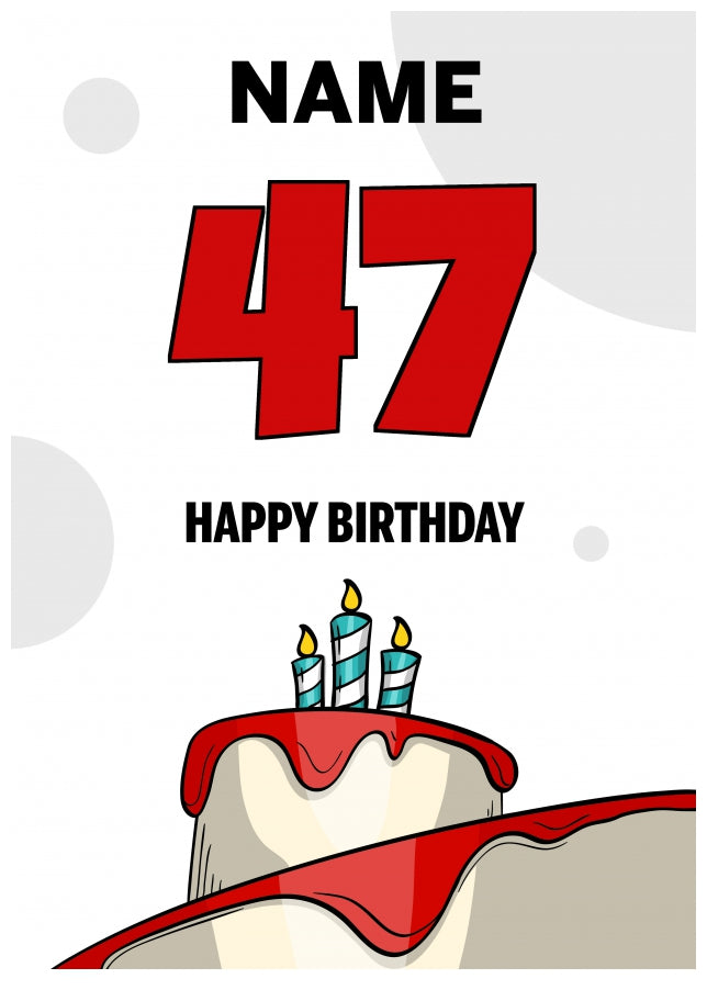 Happy 47th Birthday Card - Bold Birthday Cake Design