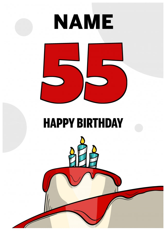 Happy 55th Birthday Card - Bold Birthday Cake Design