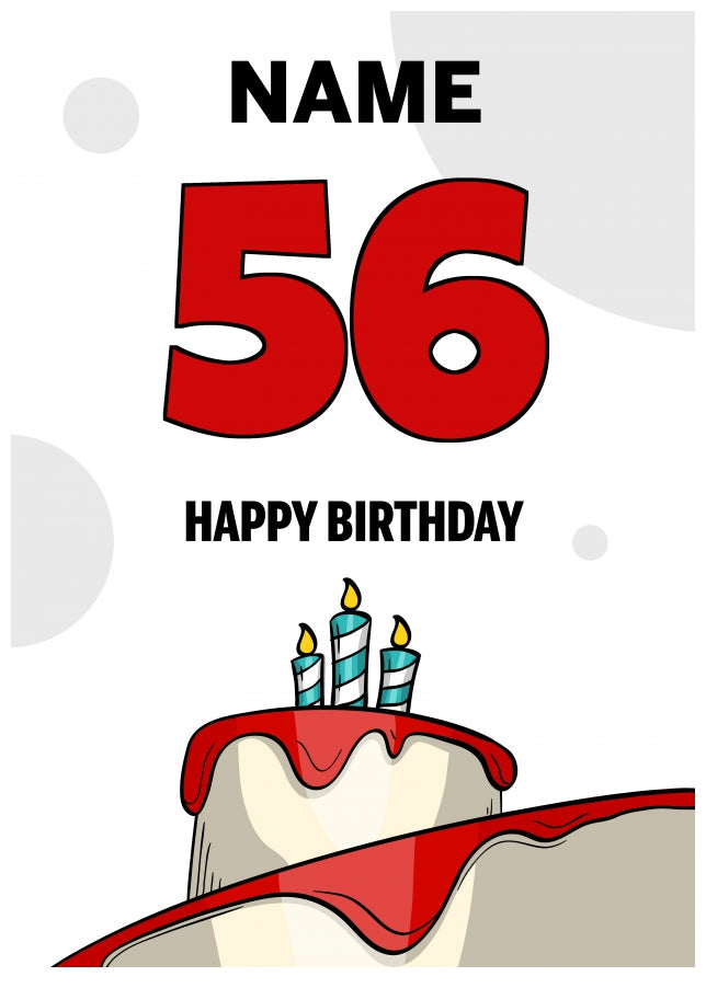 Happy 56th Birthday Card - Bold Birthday Cake Design