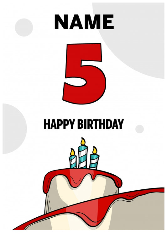 Happy 5th Birthday Card - Bold Birthday Cake Design