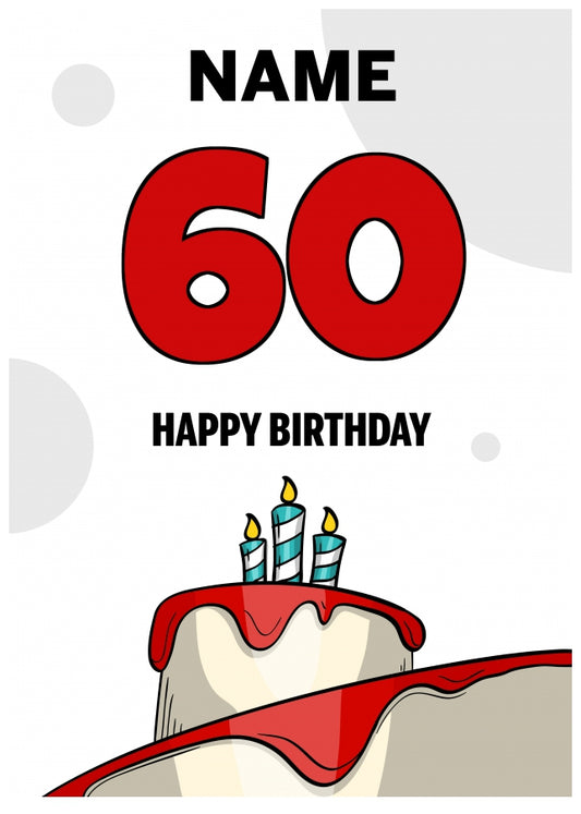 Happy 60th Birthday Card - Bold Birthday Cake Design