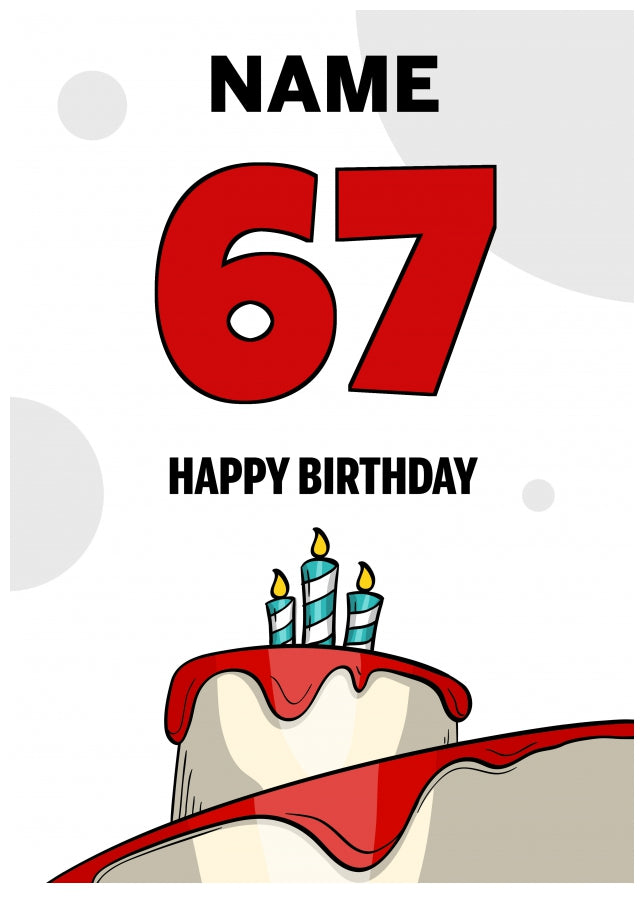 Happy 67th Birthday Card - Bold Birthday Cake Design