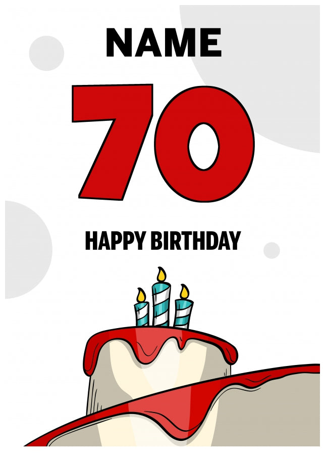 Happy 70th Birthday Card - Bold Birthday Cake Design