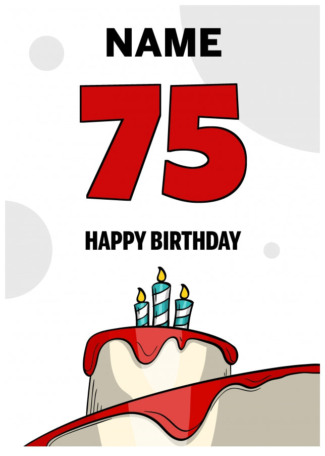 Happy 75th Birthday Card - Bold Birthday Cake Design