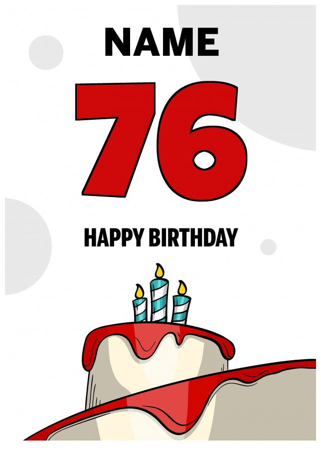 Happy 76th Birthday Card - Bold Birthday Cake Design