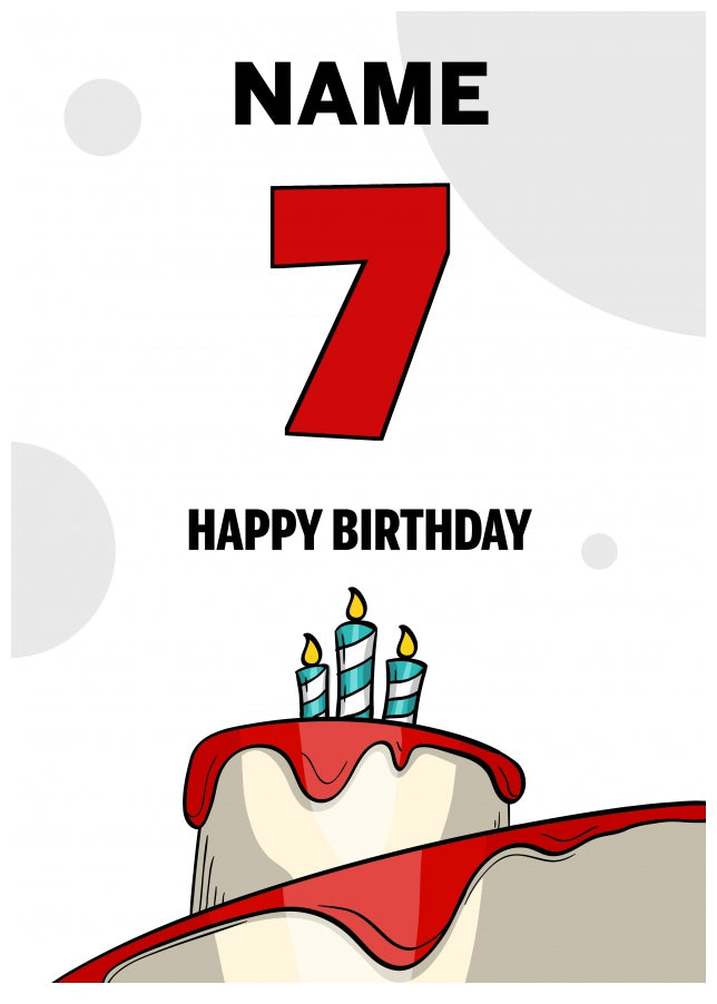 Happy 7th Birthday Card - Bold Birthday Cake Design