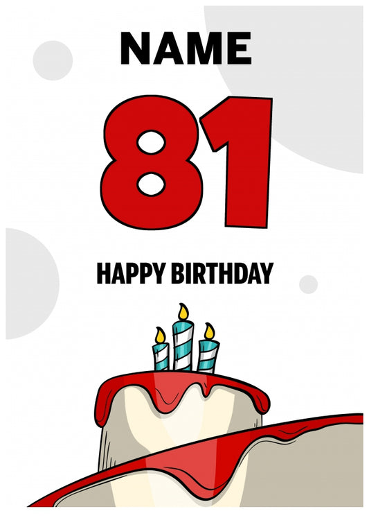 Happy 81st Birthday Card - Bold Birthday Cake Design