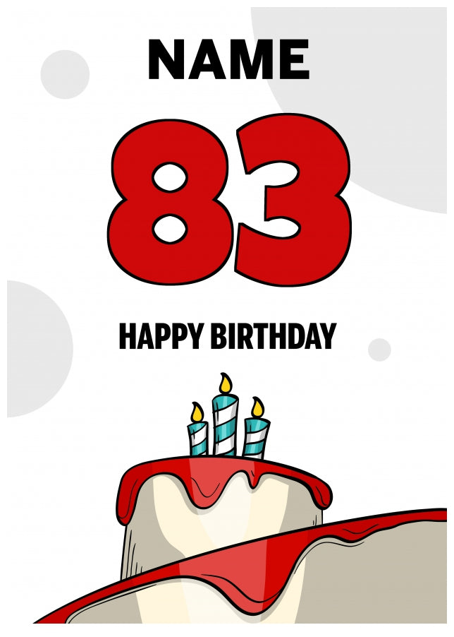 Happy 83rd Birthday Card - Bold Birthday Cake Design