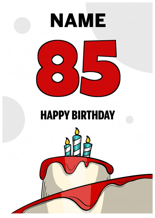 Happy 85th Birthday Card - Bold Birthday Cake Design