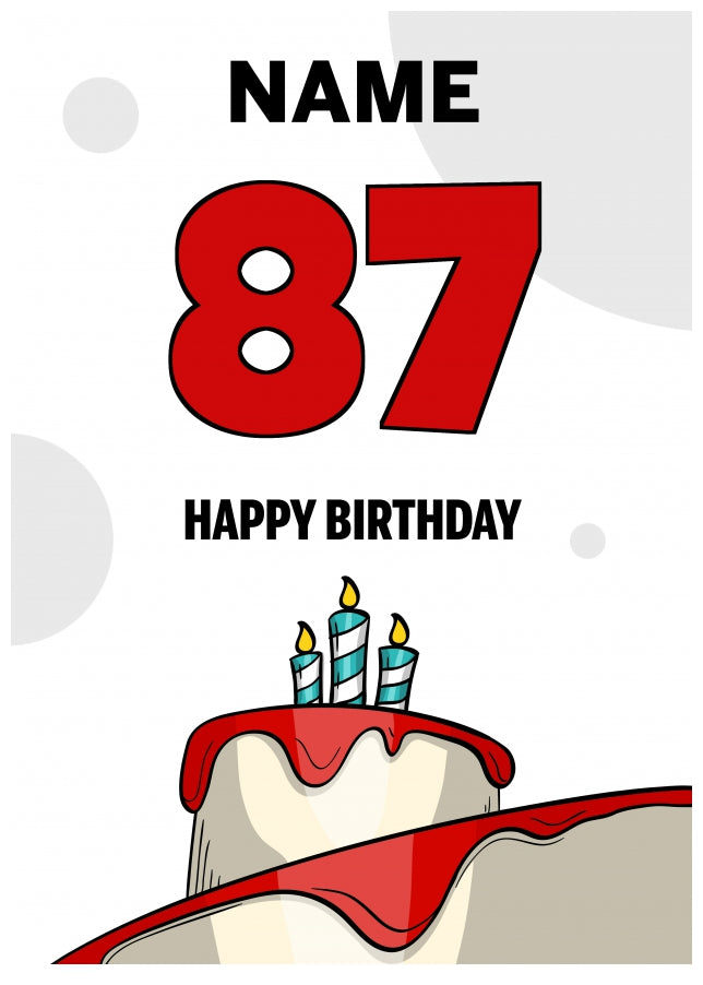 Happy 87th Birthday Card - Bold Birthday Cake Design