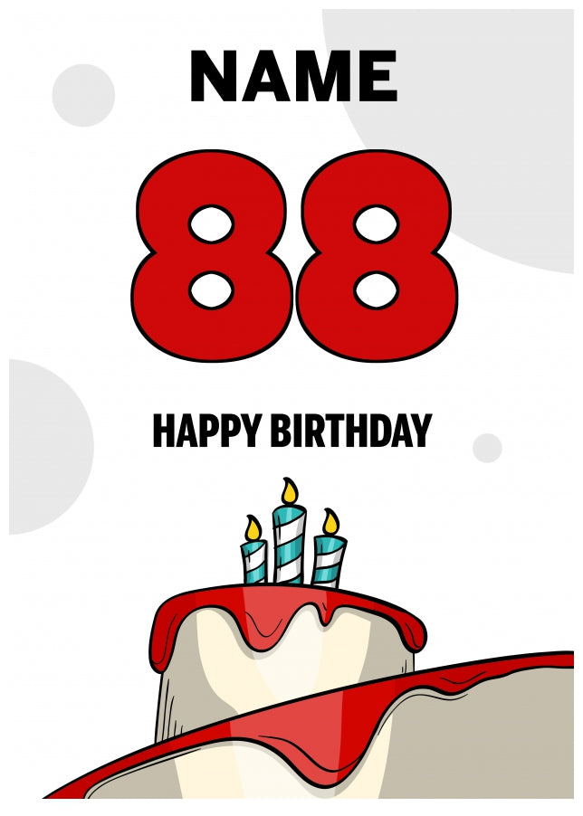 Happy 88th Birthday Card - Bold Birthday Cake Design