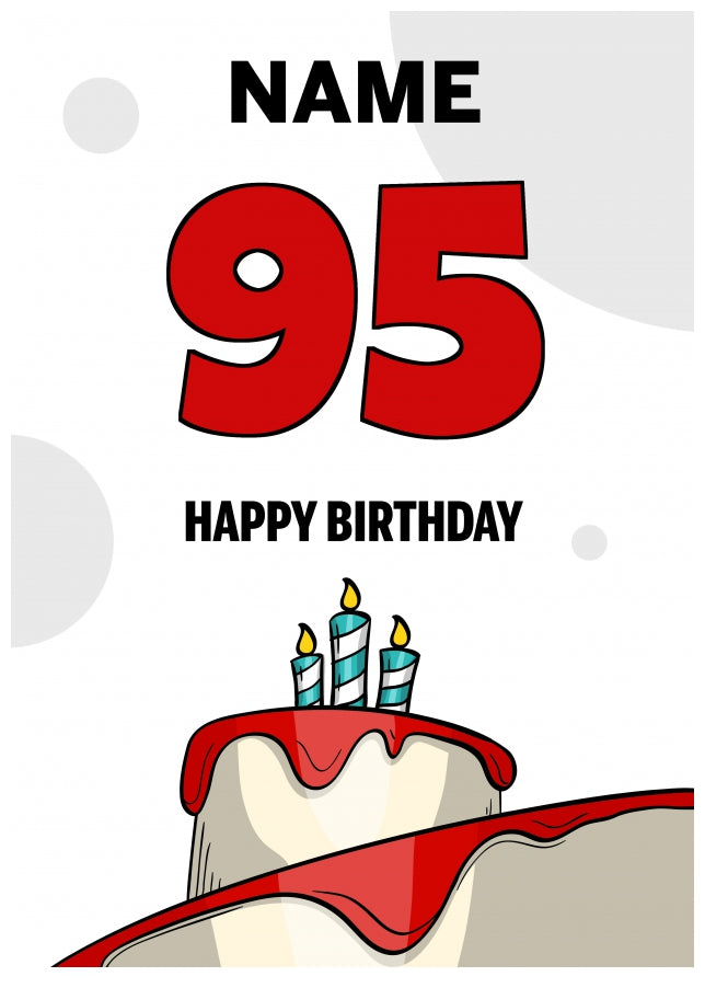 Happy 95th Birthday Card - Bold Birthday Cake Design