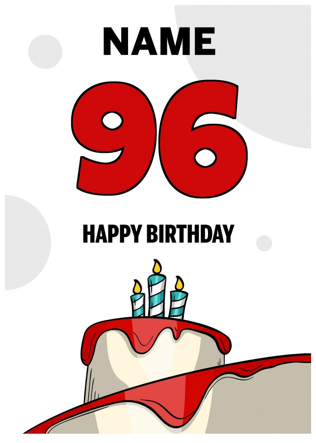 Happy 96th Birthday Card - Bold Birthday Cake Design