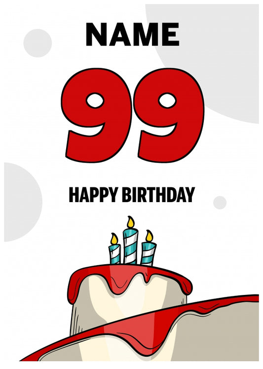 Happy 99th Birthday Card - Bold Birthday Cake Design