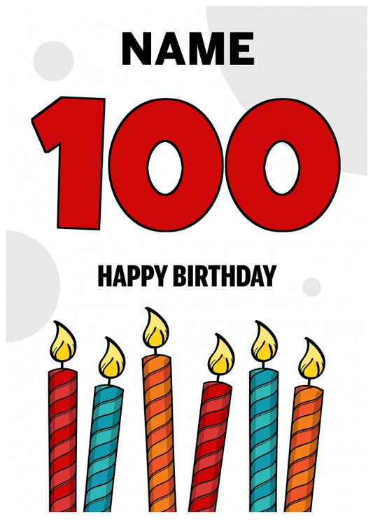 Happy 100th Birthday Card - Bold Birthday Candles Design