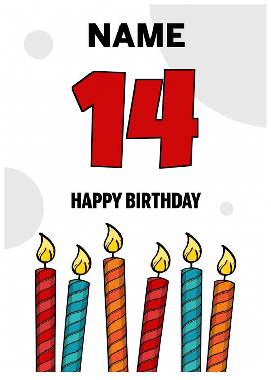 Happy 14th Birthday Card - Bold Birthday Candles Design