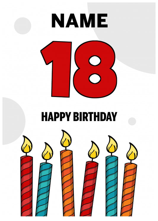 Happy 18th Birthday Card - Bold Birthday Candles Design