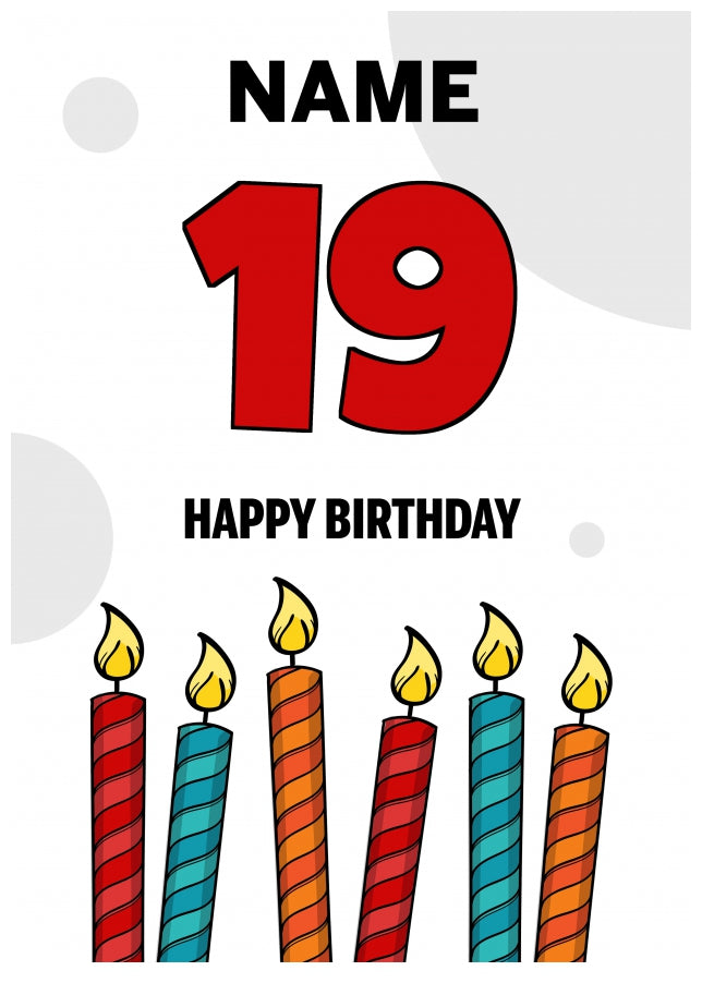 Happy 19th Birthday Card - Bold Birthday Candles Design