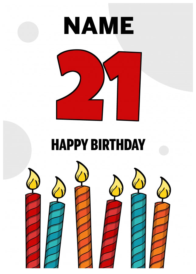 Happy 21st Birthday Card - Bold Birthday Candles Design