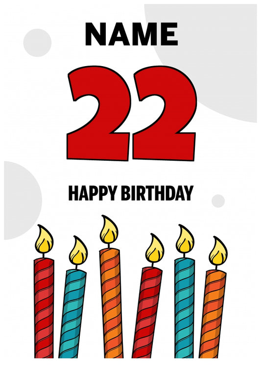 Happy 22nd Birthday Card - Bold Birthday Candles Design